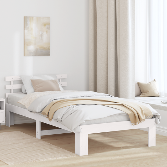 Struttura Letto in Legno Bianco Legno Singolo Durevole