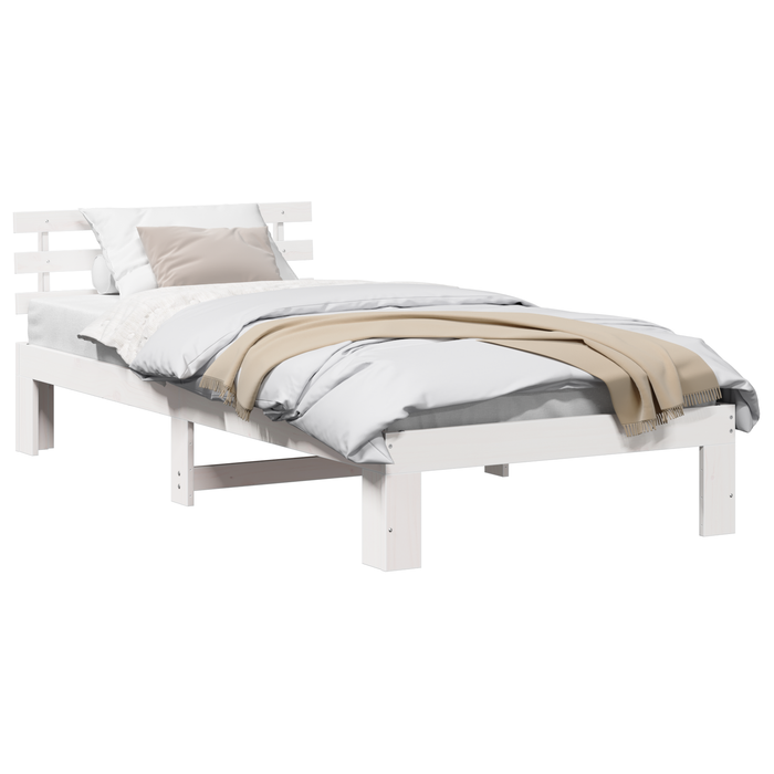 Struttura Letto in Legno Bianco Legno Singolo Durevole