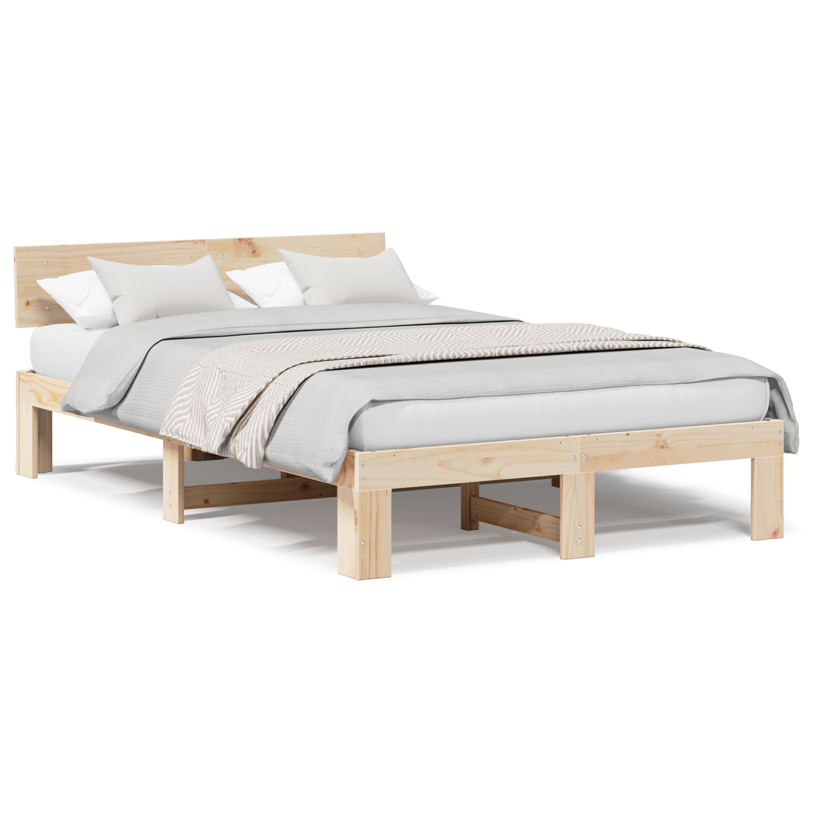 Struttura Letto con Testata 120x200 cm in Legno Massello di Pino