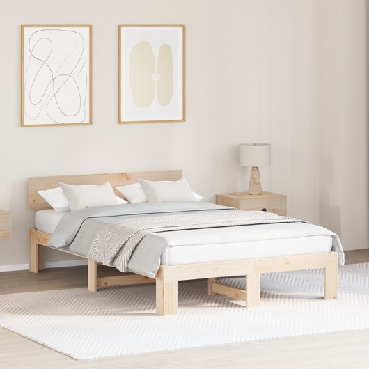 Struttura Letto con Testata 120x200 cm in Legno Massello di Pino