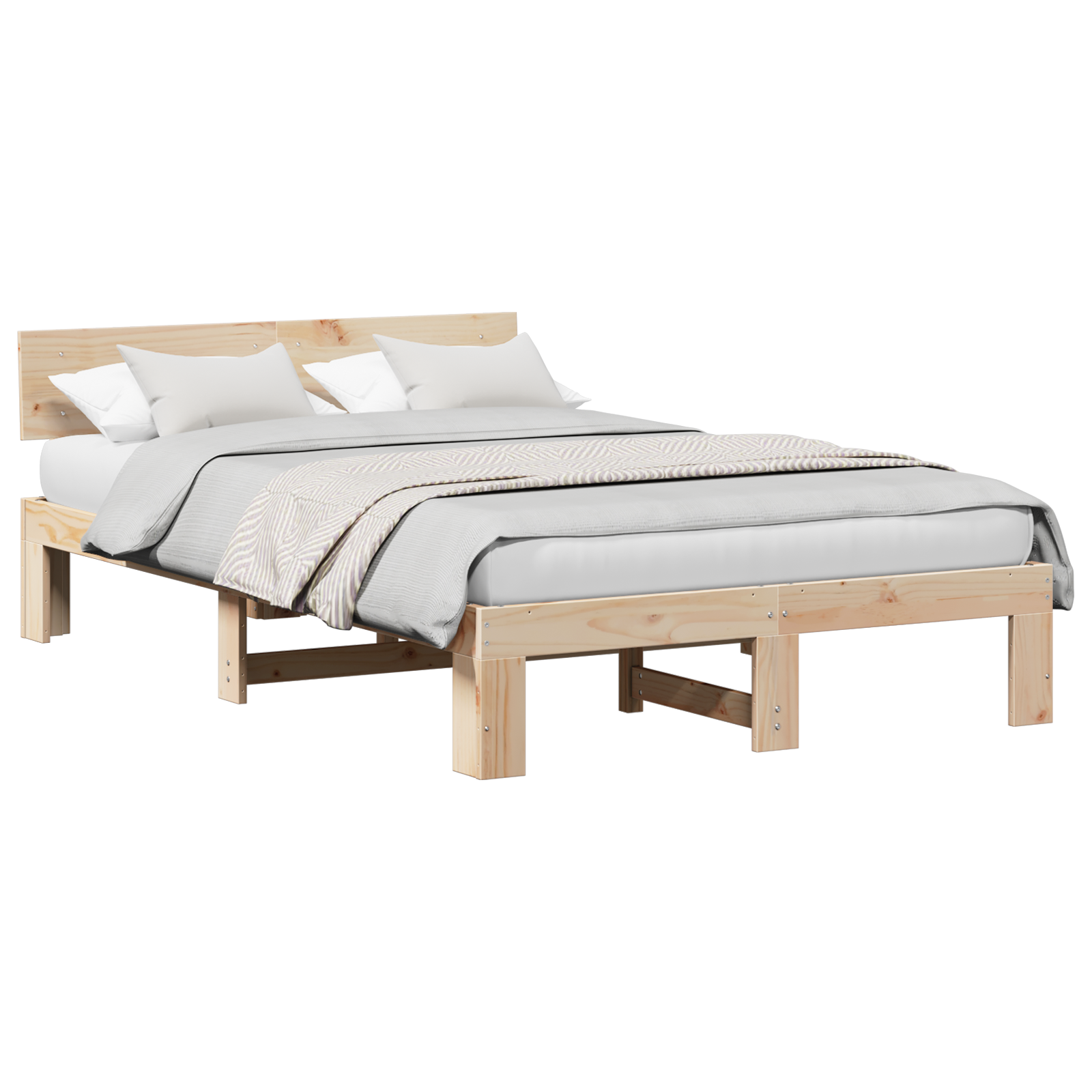 Struttura Letto con Testata 120x200 cm in Legno Massello di Pino