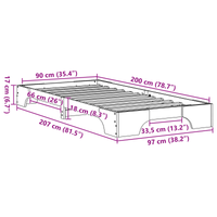 Struttura Letto Bianca Legno Massello di Pino Singolo