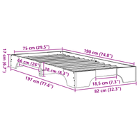 Rete Letto Naturale Legno di Pino Massello 75 x 190 cm Semplice