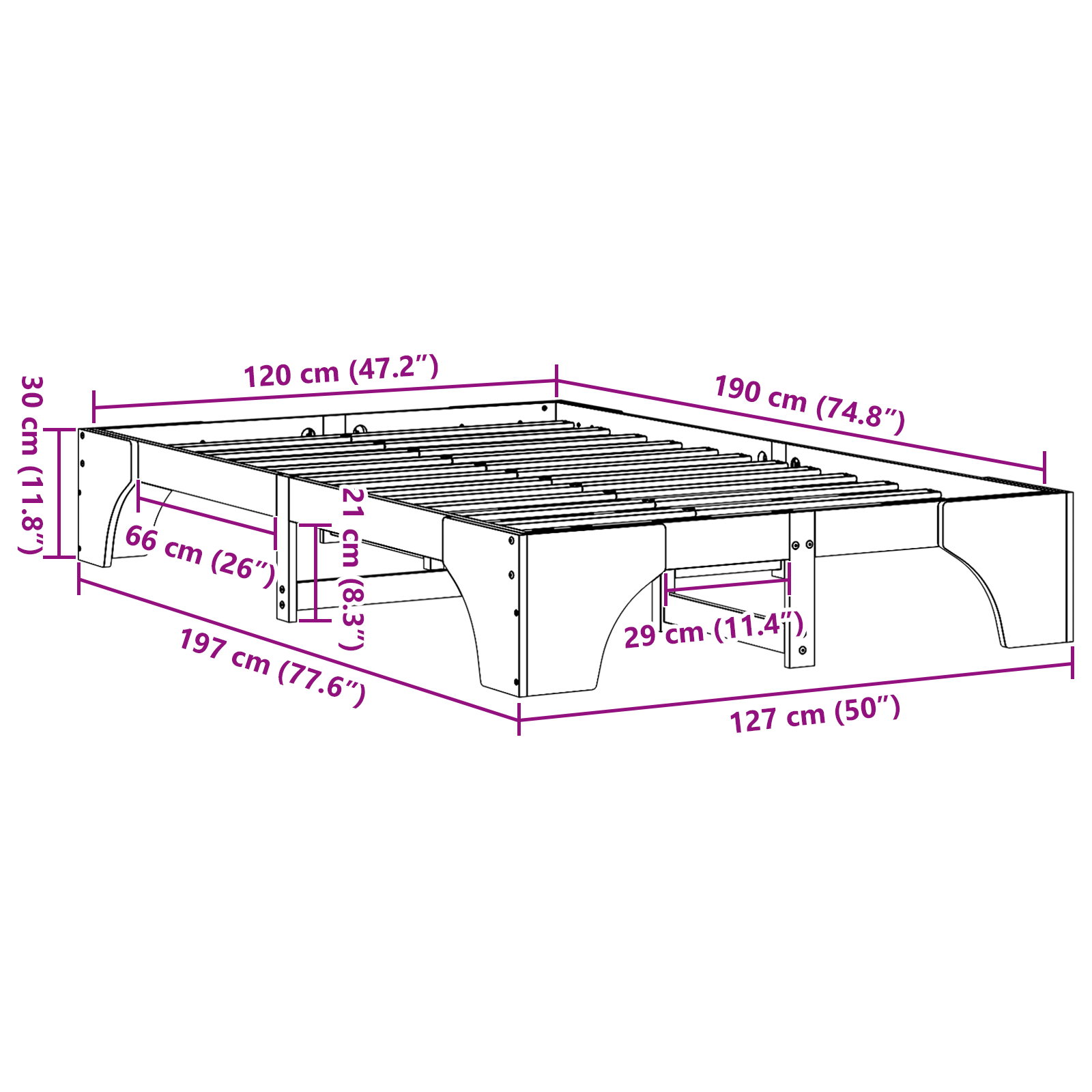 Rete Letto Bianca Legno Massello 120 x 190 cm Rete Letto