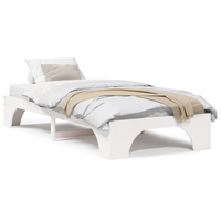 Letto Singolo Bianco Legno Massello di Pino 75 x 190 cm Moderno