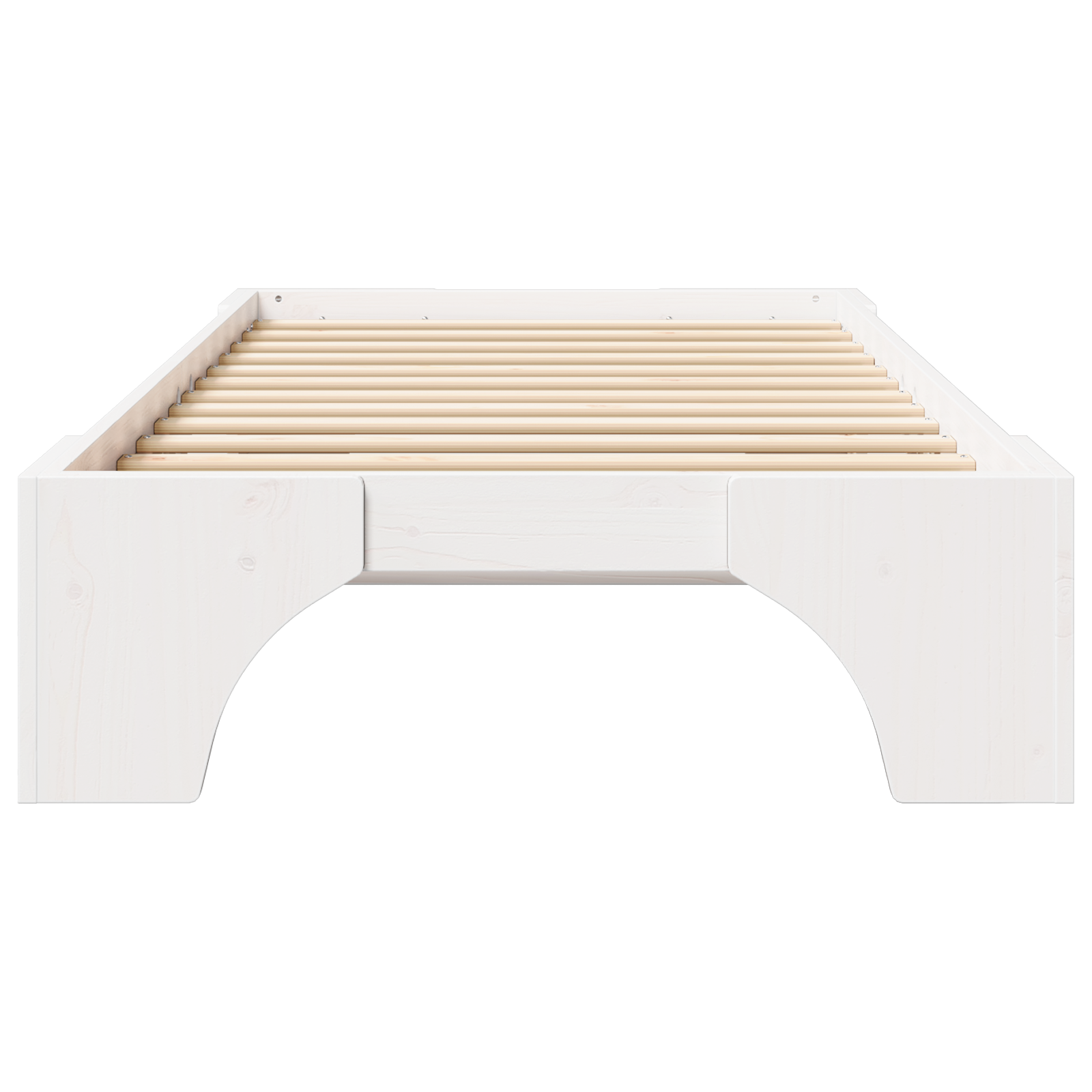 Letto Singolo Bianco Legno Massello di Pino 75 x 190 cm Moderno