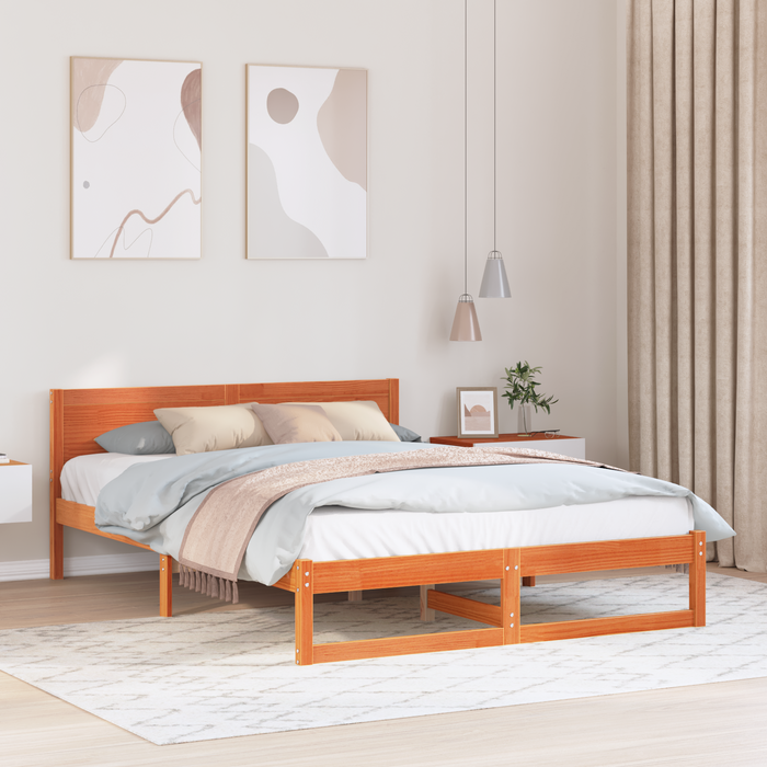 Rete letto Marrone cerato Legno massello di pino 150 x 200 cm