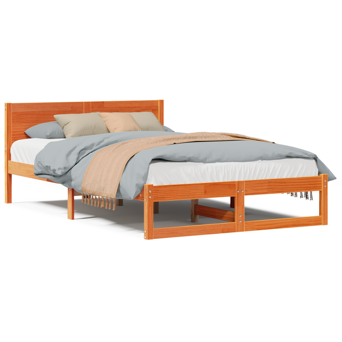 Rete Letto Marrone Cerato Legno Massello di Pino 120 x 200 cm