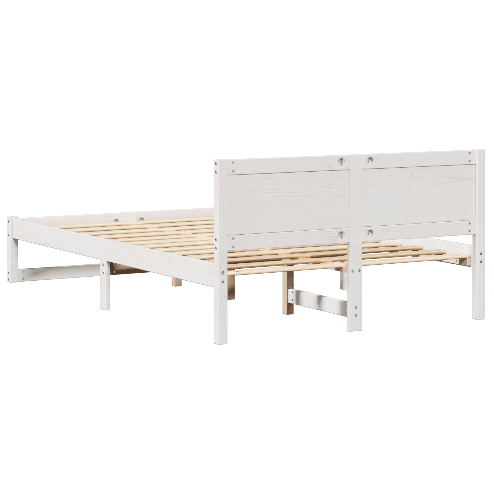 Telaio Letto Bianco Legno Massello di Pino 140 x 190 cm Durevole