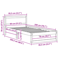 Letto Marrone Cerato Legno Massiccio 80 x 200 cm Durevole Letto