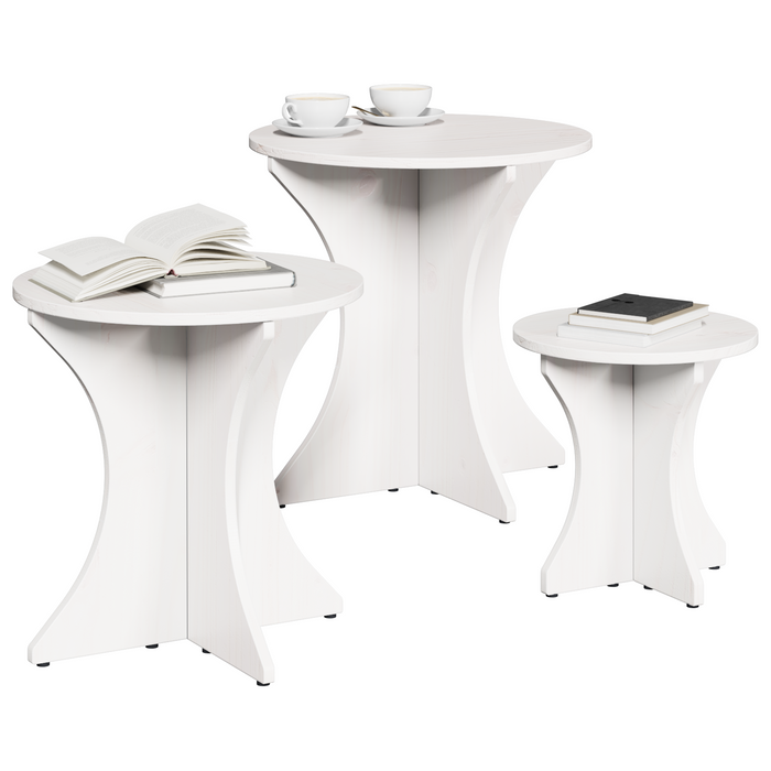 vidaXL Tavolino da salotto 3 pcs Bianco 46 x 46 x 47 cm