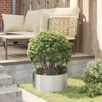 Vaso Grigio in Metallo Zincato Metallo Piccolo Intarsi Decorativi