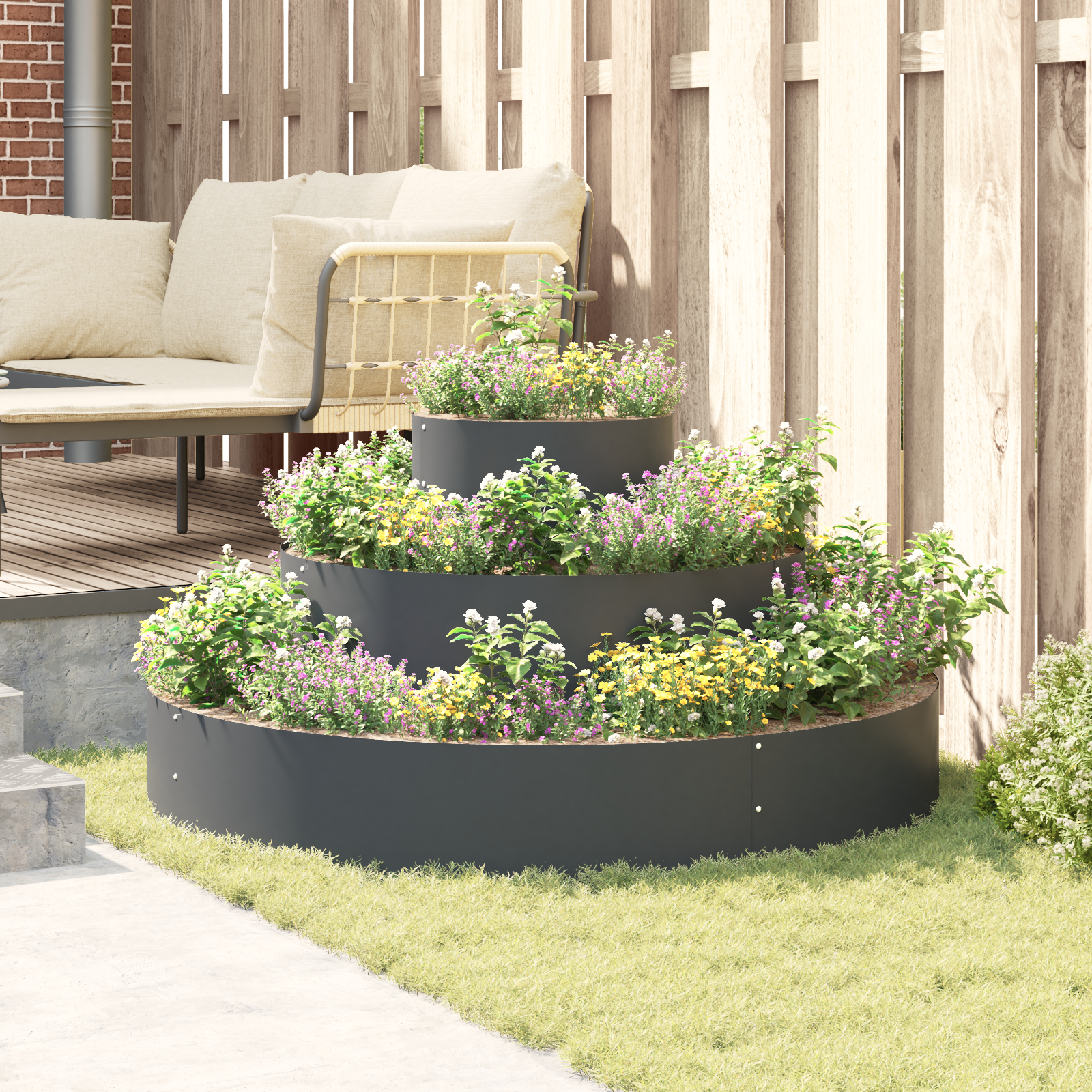 Fioriera in Metallo Acciaio Ã˜ 120 cm Inserti Decorativi