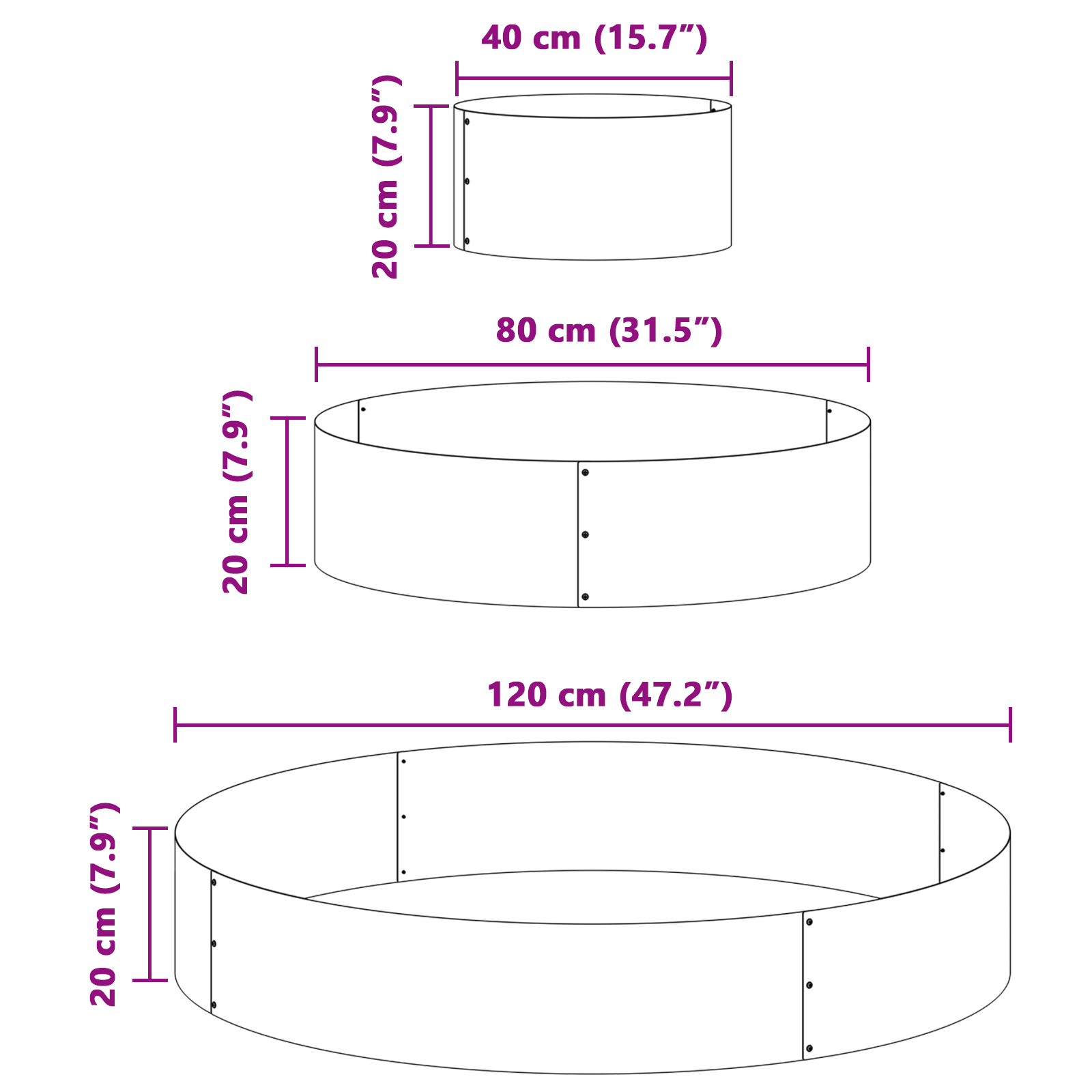 Fioriera in metallo Acciaio galvanizzato Ø 120 cm Durevole