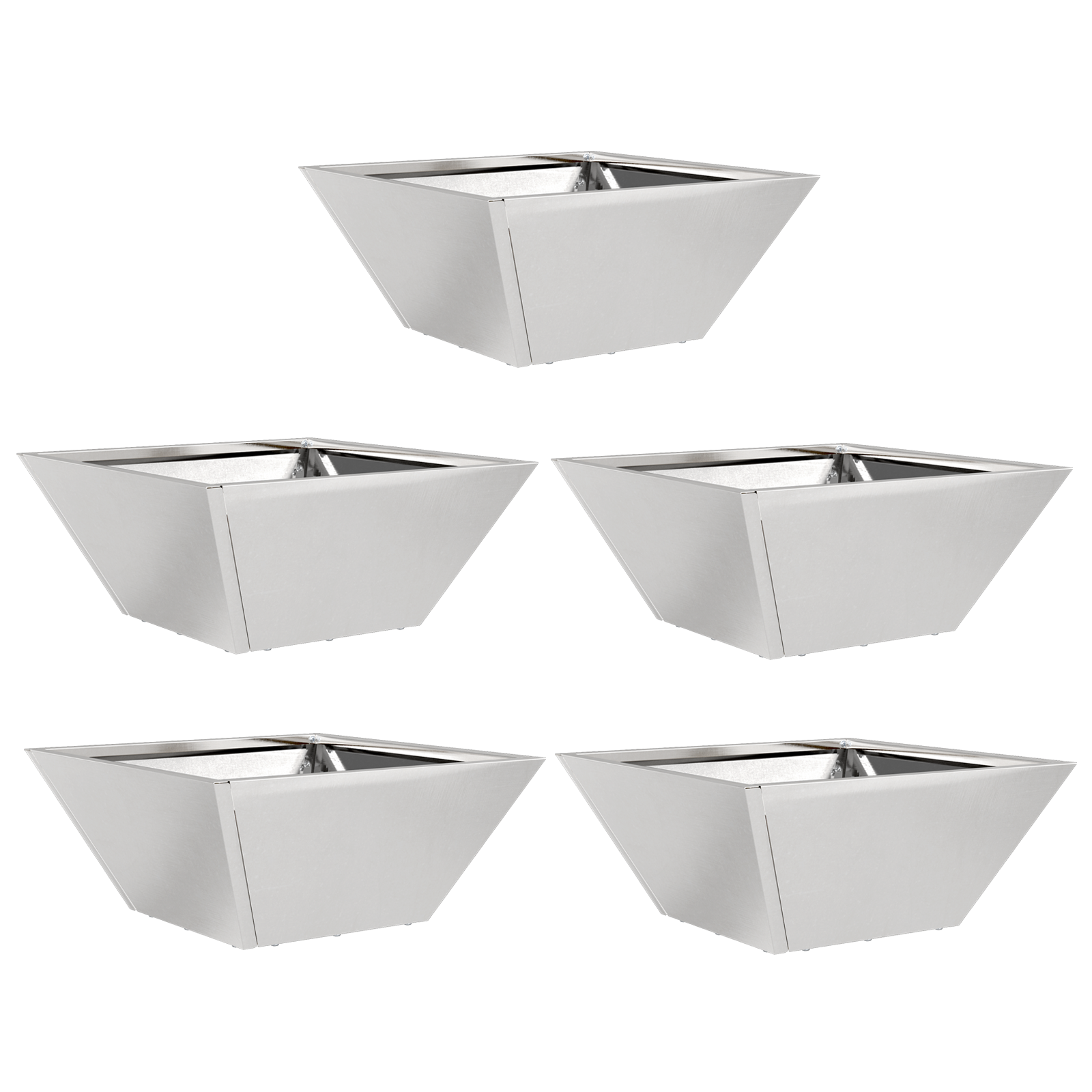 Fioriere a Ciotola per Giardino 5 pz 35x35x15 cm Acciaio Inossidabile