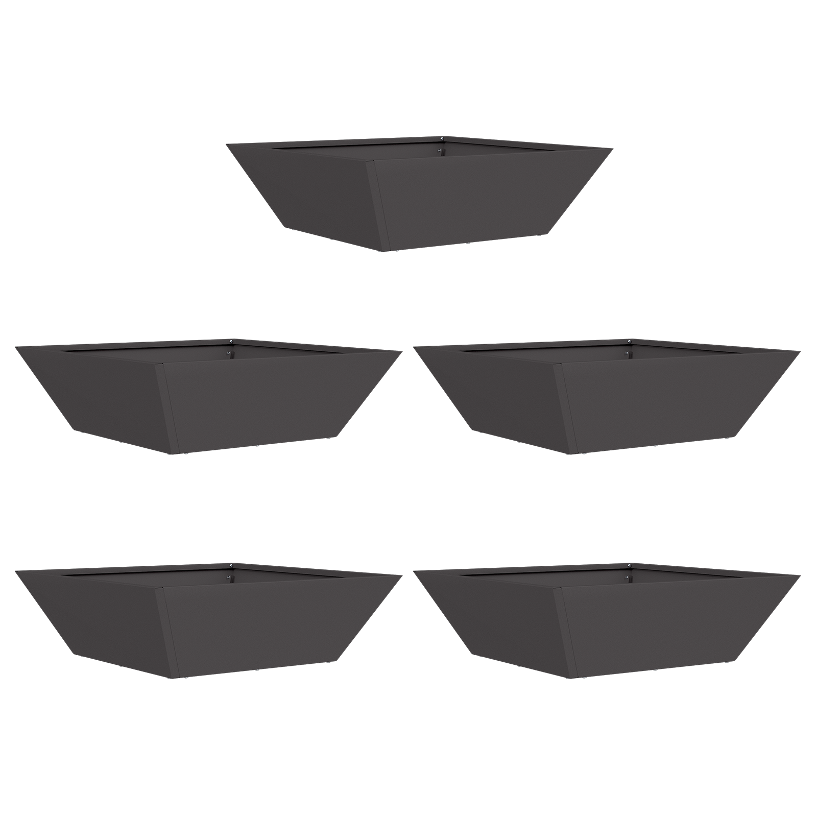 Set di Fioriere in Plastica Nera 50 x 50 x 15 cm