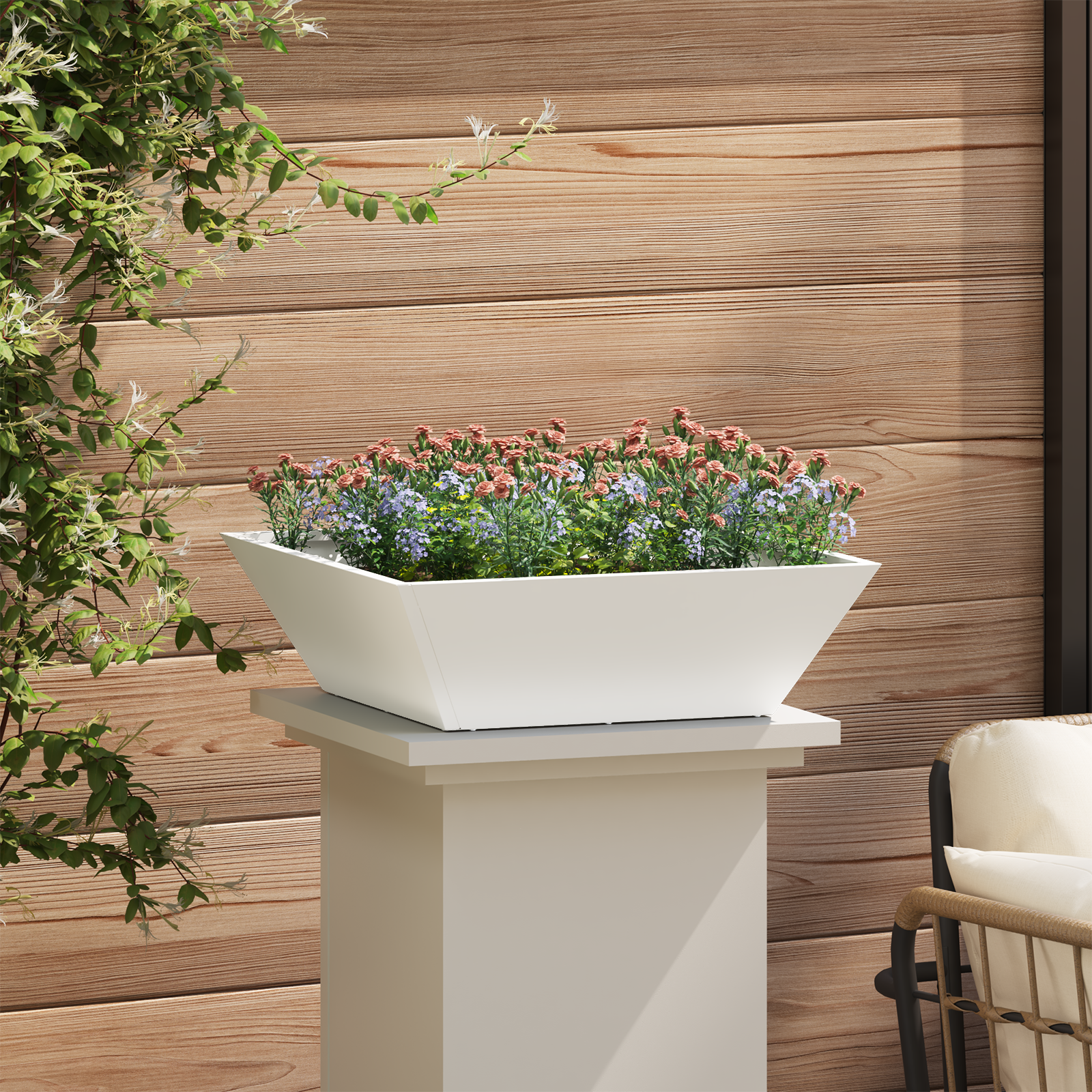 Fioriera in Metallo Bianca Metallo Media Fioriere