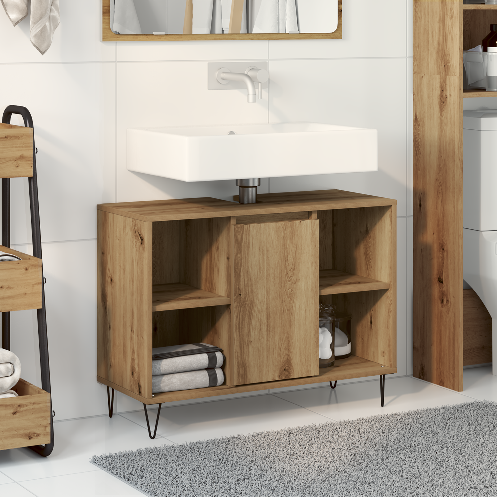 Unità vanità da bagno Rovere artigianale Legno ingegnerizzato Media