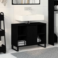 Unità Vanità Rovere Nero Rovere Nero MDF Medio Mobile Bagno
