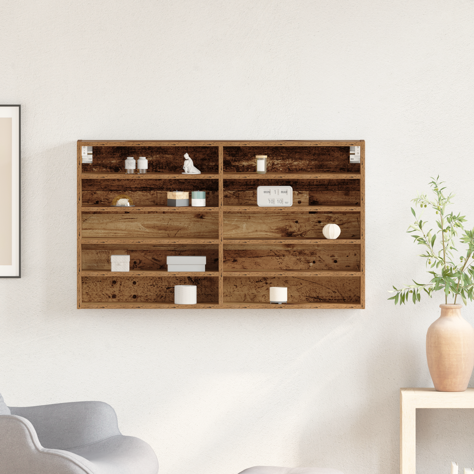 Vetrina in legno vecchio 100x15x58 cm in legno ingegnerizzato