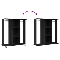 Armadio con ruote in rovere nero 102x38x110 cm in legno ingegnerizzato