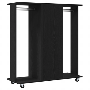Armadio con ruote in rovere nero 102x38x110 cm in legno ingegnerizzato