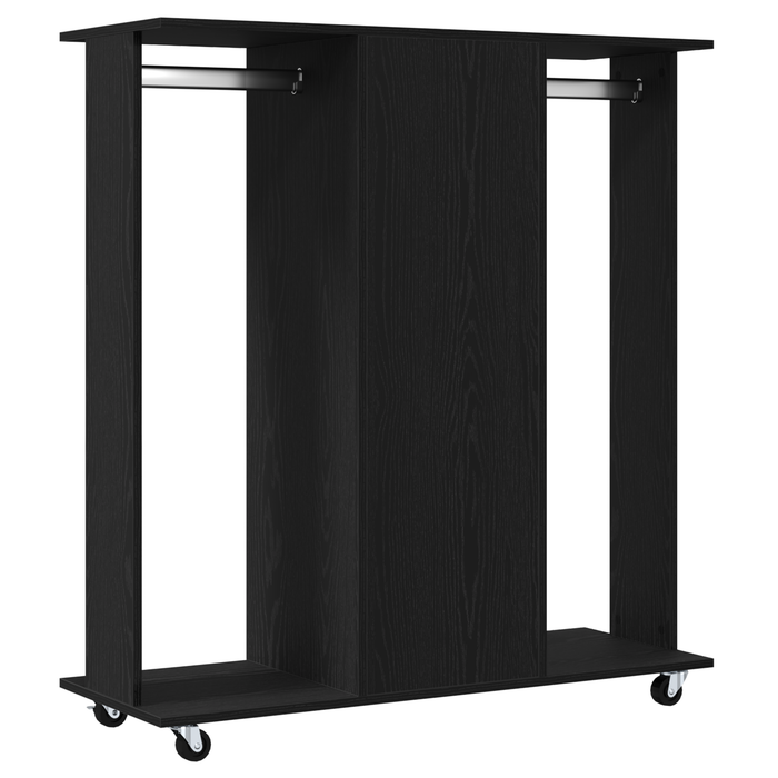 Armadio con ruote in rovere nero 102x38x110 cm in legno ingegnerizzato