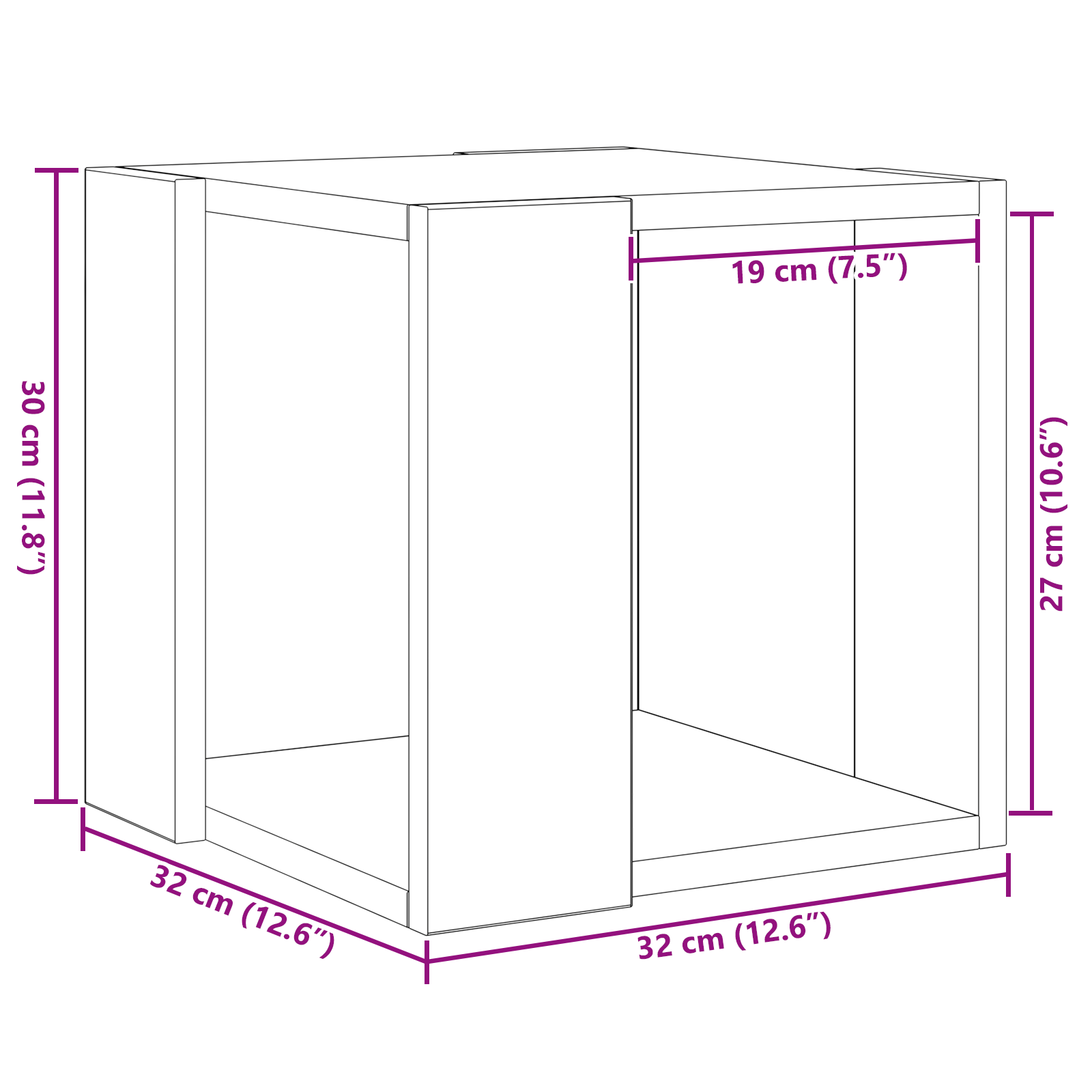 Tavolino da caffè Quercia massiccia 32 x 32 x 30 cm Durevole