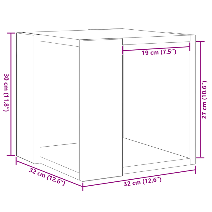 Tavolino da caffè Rovere nero MDF 32 x 32 x 30 cm Semplice
