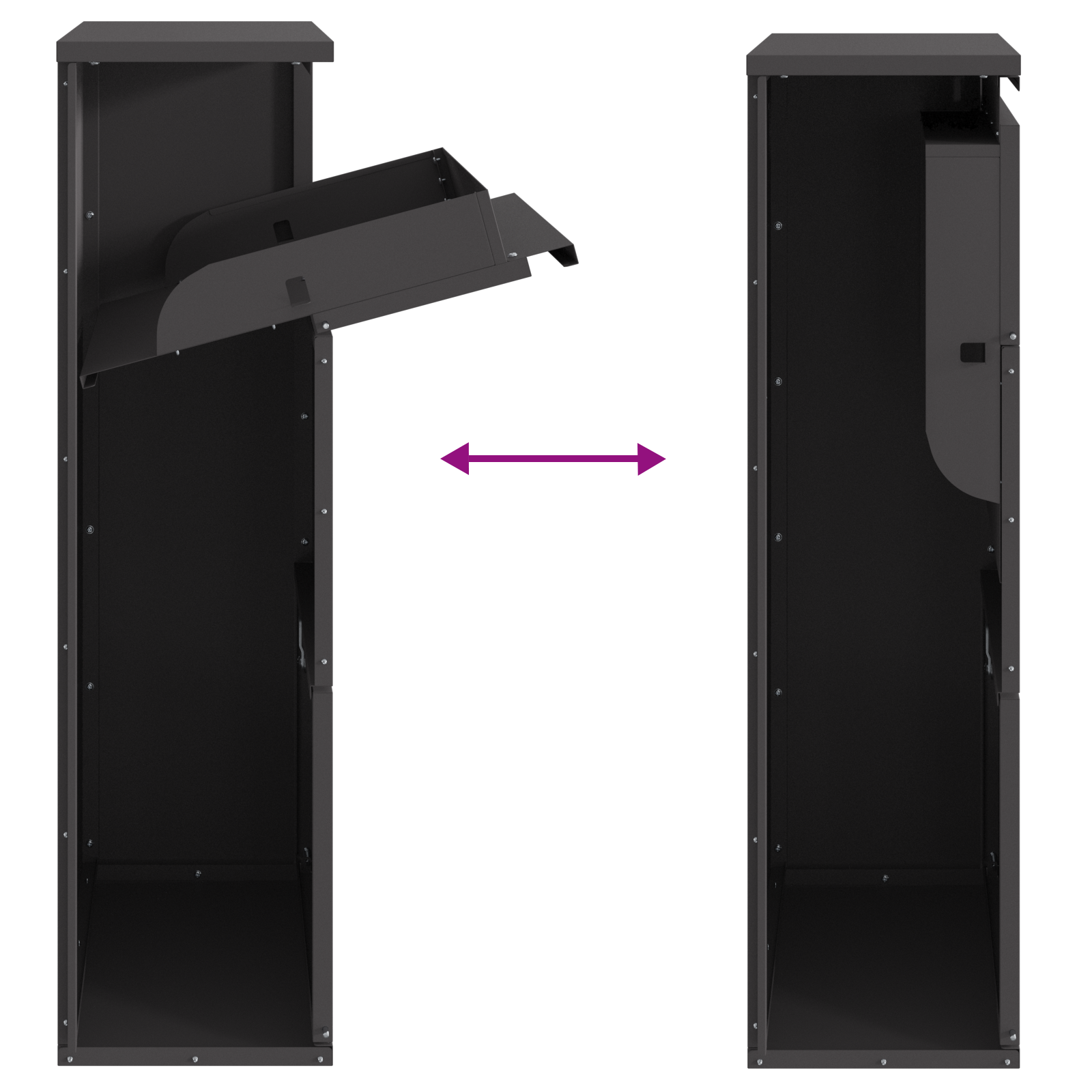 Cassetta per Pacchi Nera 44x22x82 cm Acciaio