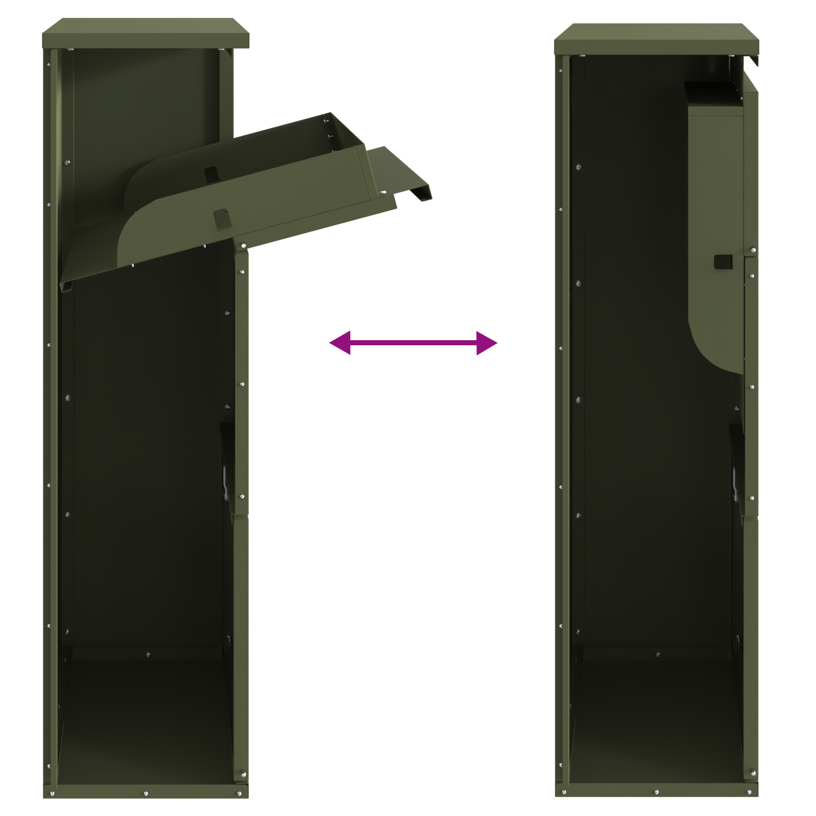 Cassetta Postale Verde Oliva 44x22x82 cm Acciaio