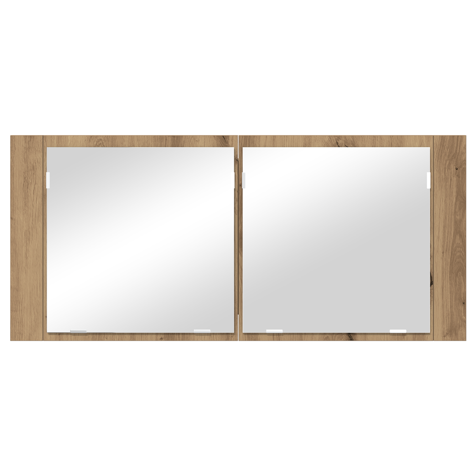 Mobiletto Specchiera LED Rovere Artisanale 100x12x45 cm Legno Ingegnerizzato