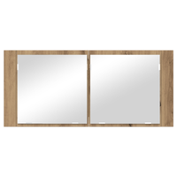 Mobiletto Specchiera LED Rovere Artisanale 100x12x45 cm Legno Ingegnerizzato