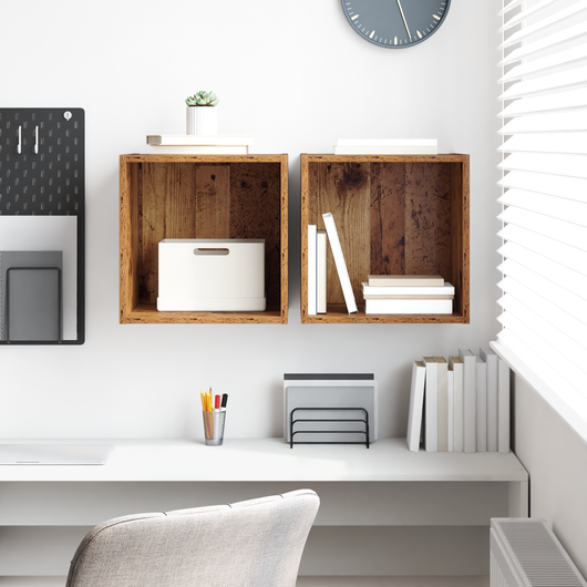 Armadi a Parete 2 Pezzi Legno Vecchio 37x37x37 cm Legno Ingegnerizzato