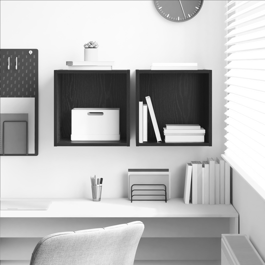 Armadi a parete 2 pz Nero Rovere 37x37x37 cm in legno ingegnerizzato