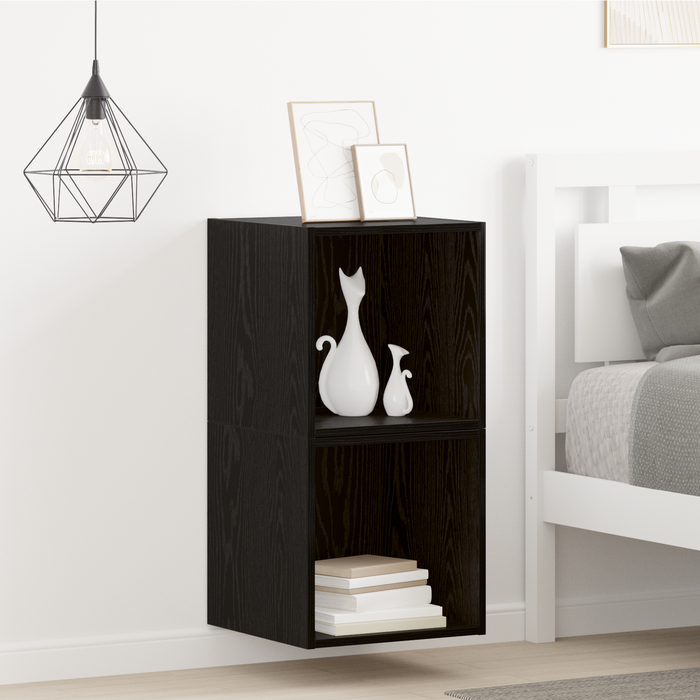 Armadi a parete 2 pz Nero Rovere 37x37x37 cm in legno ingegnerizzato