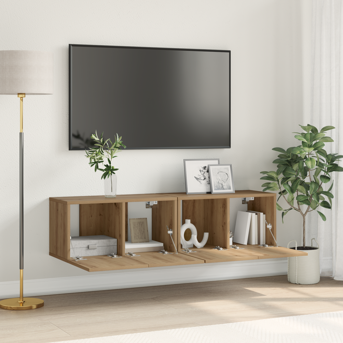 Set di mobili TV Rovere artigianale MDF Medio Mobile TV