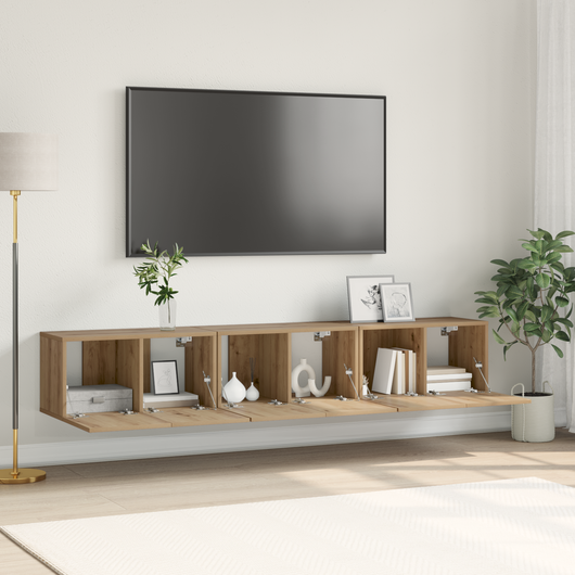 Set di Mobili TV Rovere Artigianale MDF, Impiallacciatura Medio