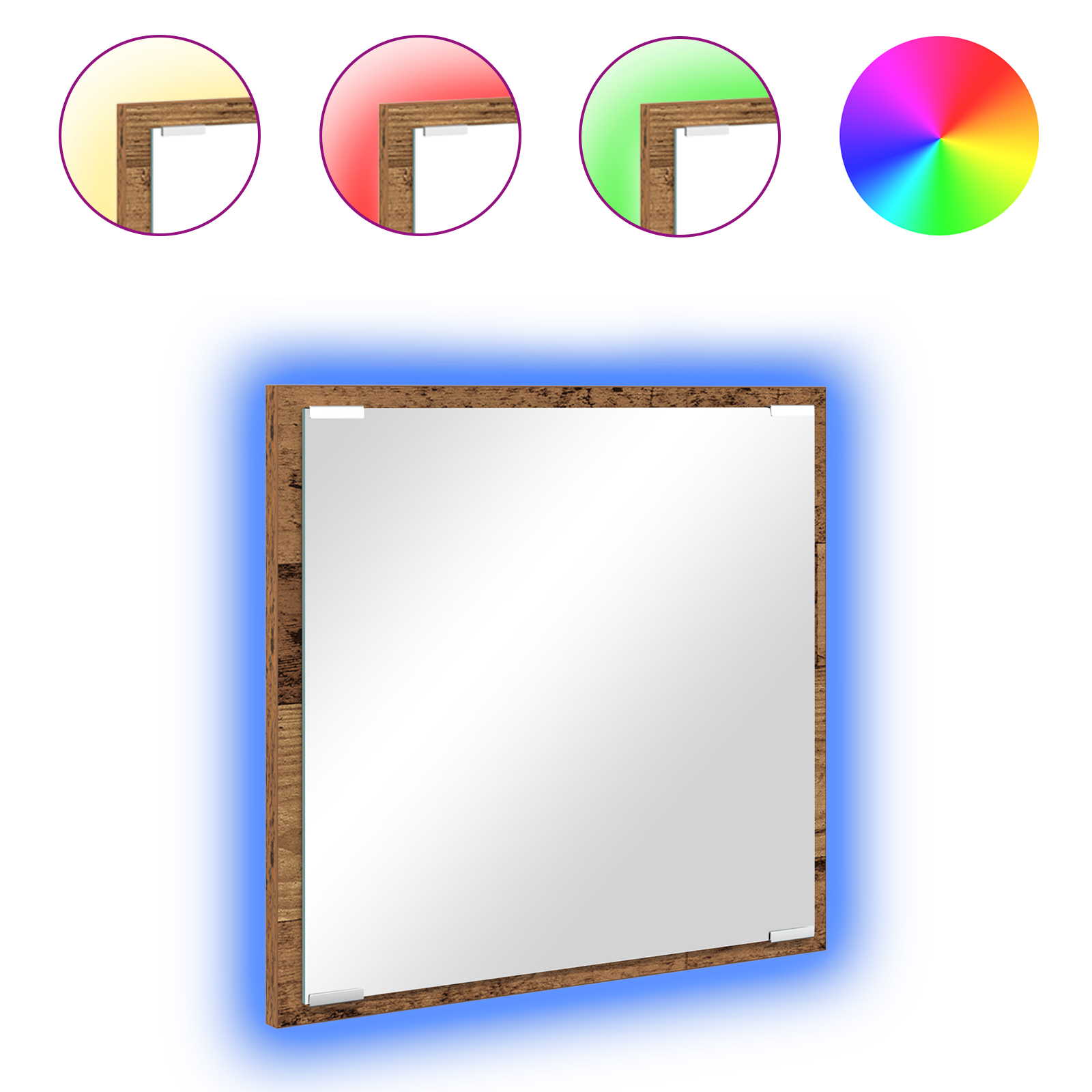 Specchio da Bagno LED Legno Antico 40x8.5x37 cm Legno Ingegnerizzato