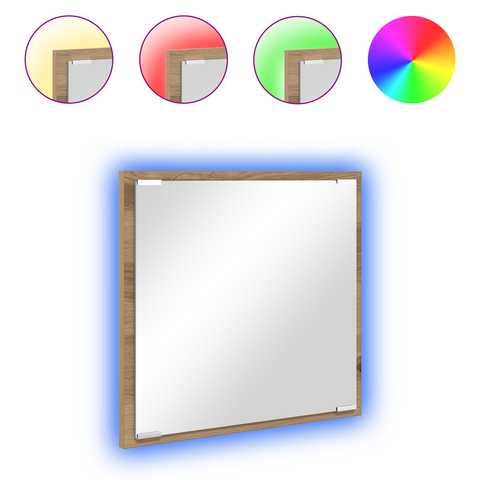 Specchio da bagno LED Rovere artigianale 40x8.5x37 cm Legno ingegnerizzato