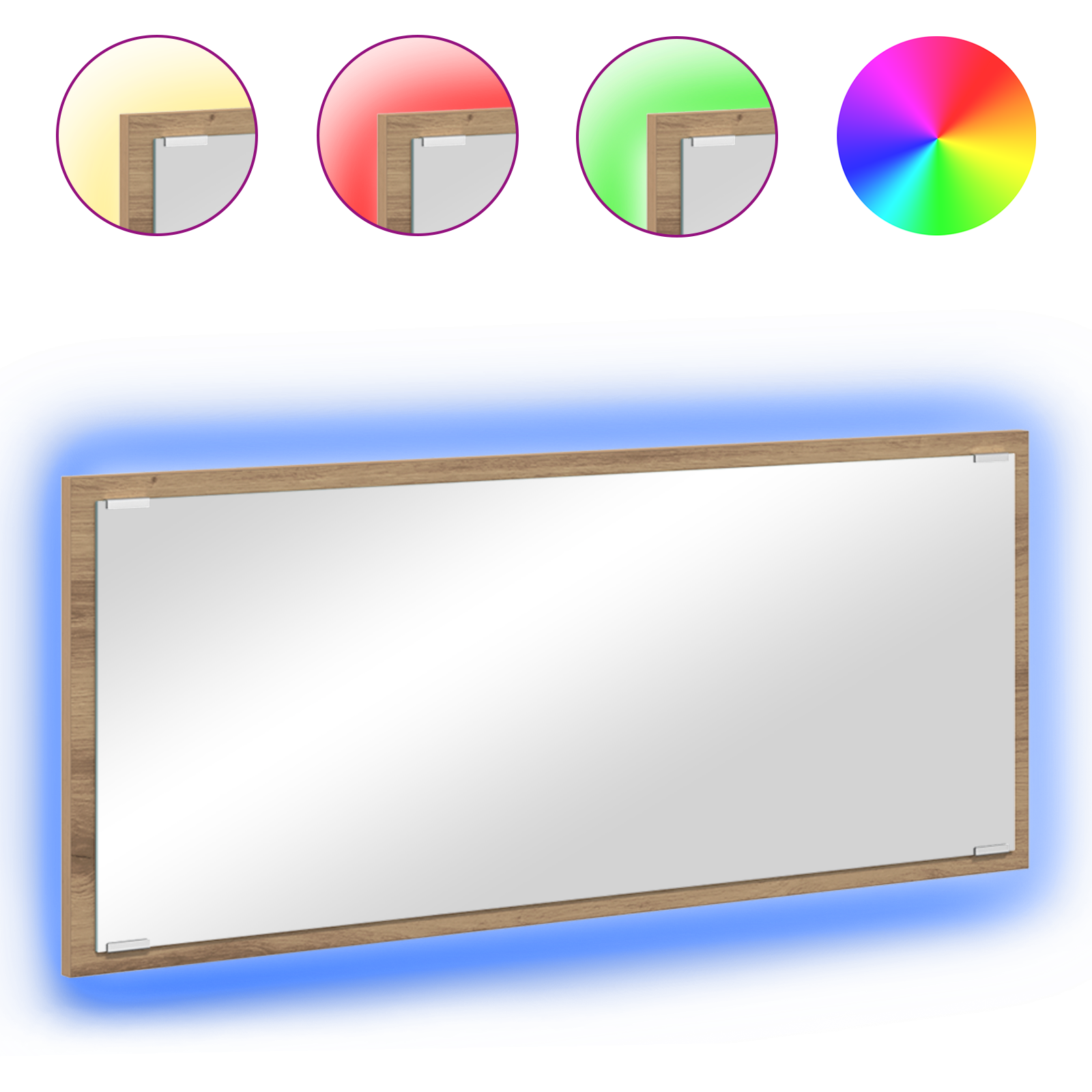 Specchio da Bagno Quercia Artigianale Legno ingegnerizzato, Vetro