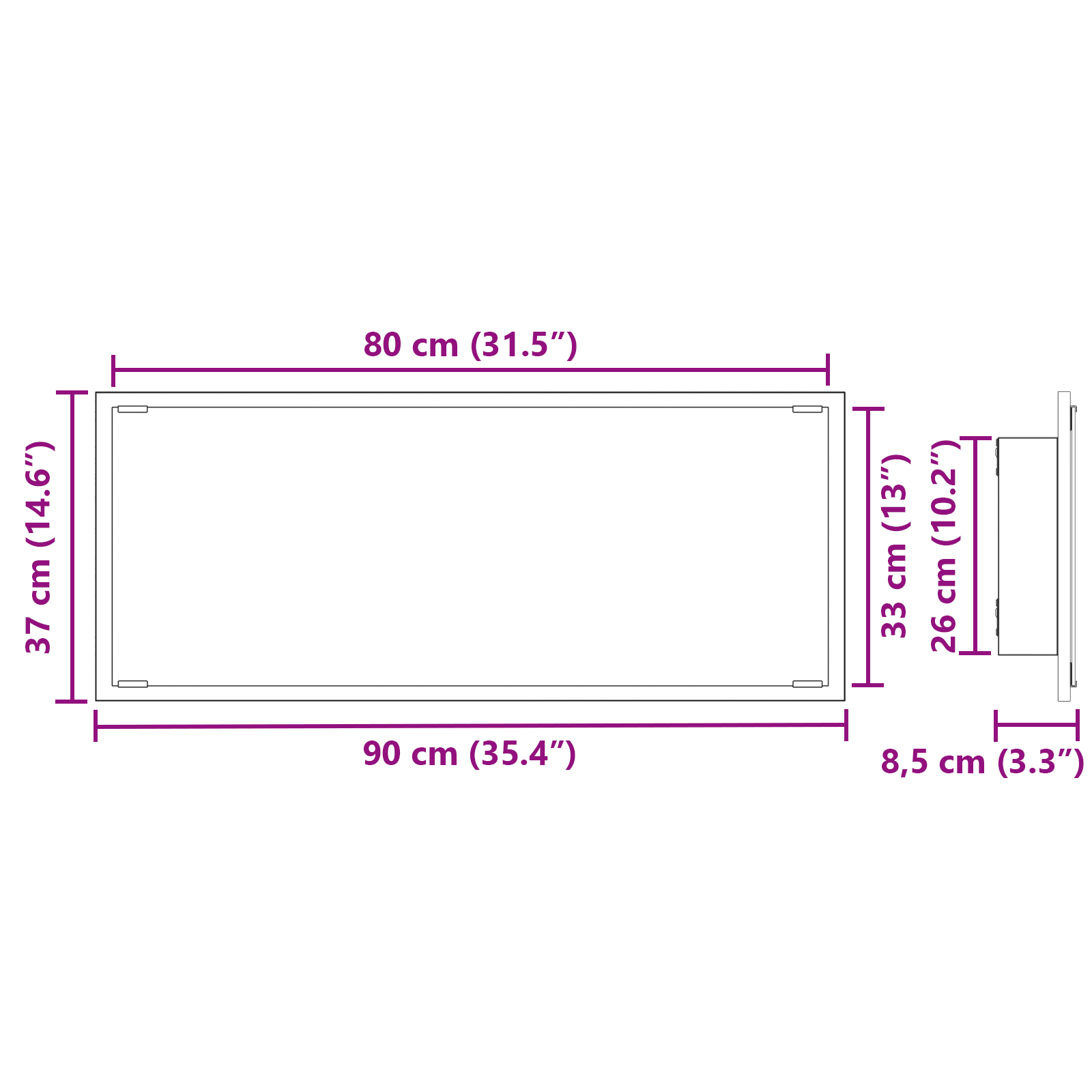 Specchio da Bagno Rovere Nero Vetro, MDF Grande Specchio