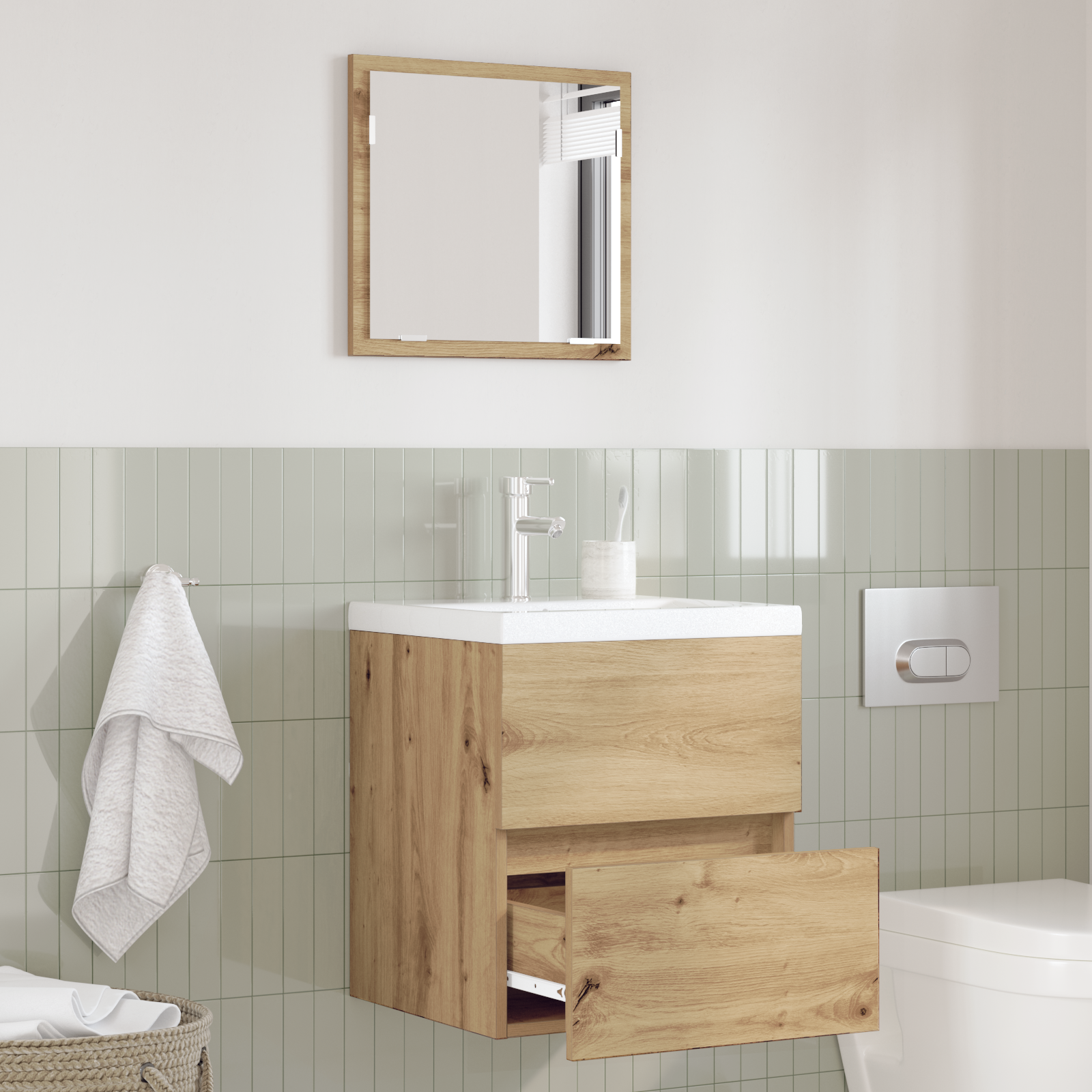 Armadio per il bagno Rovere artigianale MDF Medio Contenitore