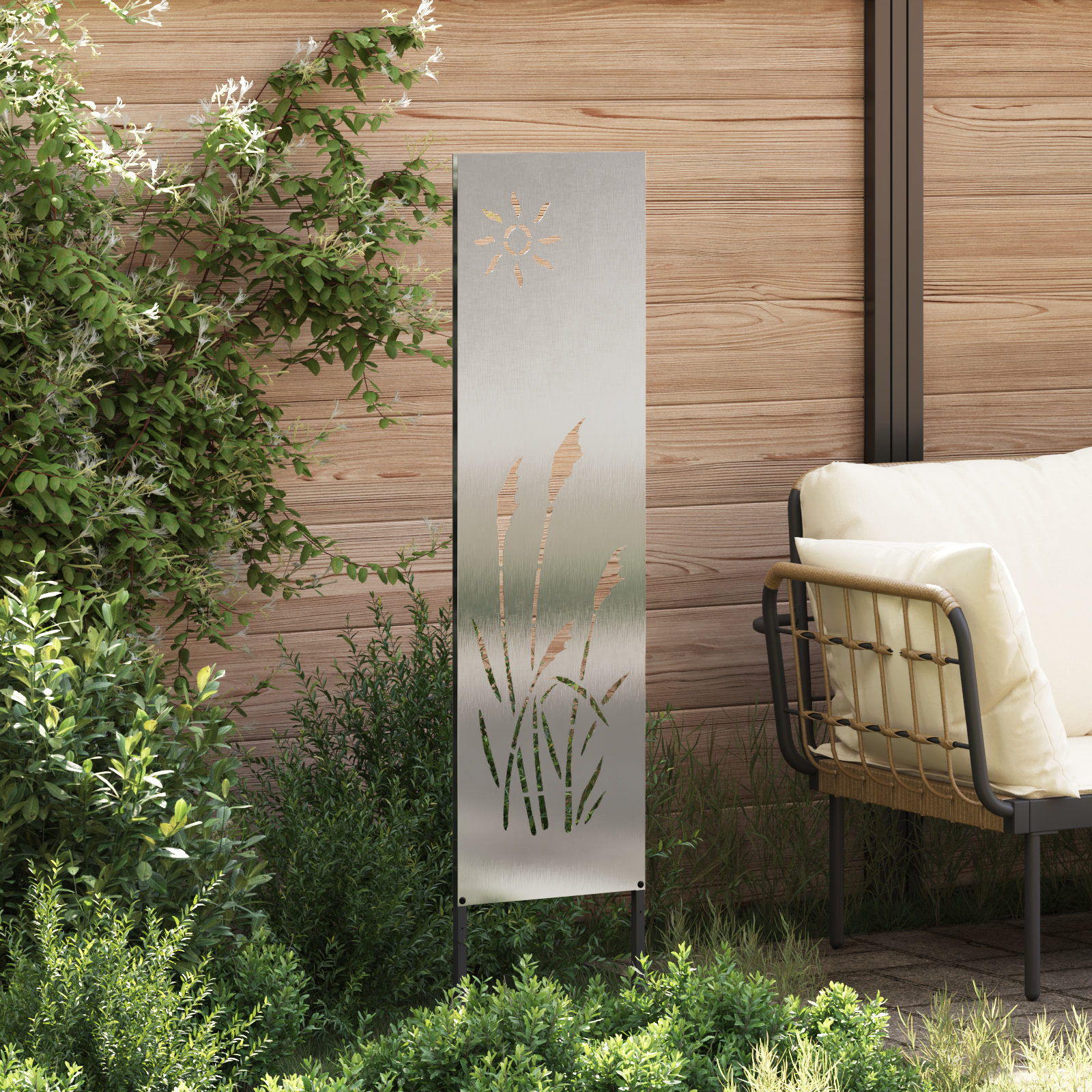 vidaXL Pannello Decorativo da Giardino Altro Argento 32 x 140 cm