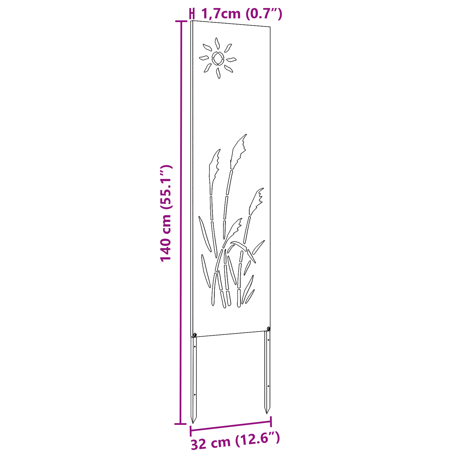 vidaXL Pannello Decorativo da Giardino Altro Argento 32 x 140 cm