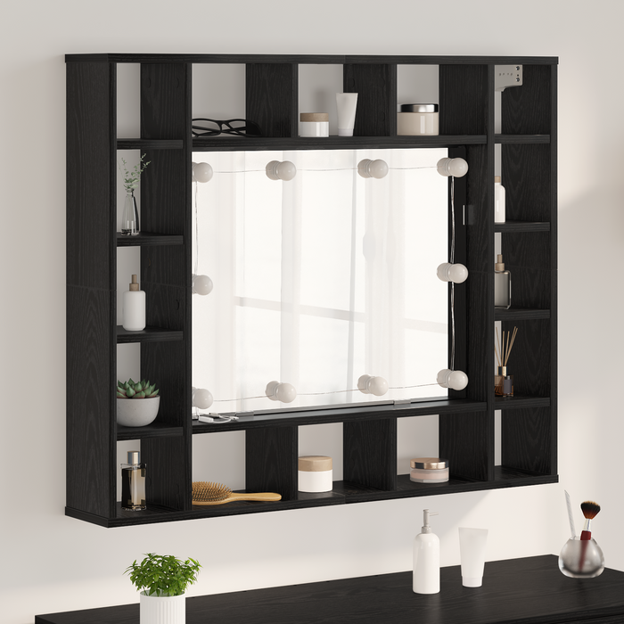 vidaXL Mobiletto per specchio Rovere nero 91 x 15 x 76.5 cm
