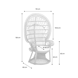 Poltrona vintage in rattan, marrone naturale