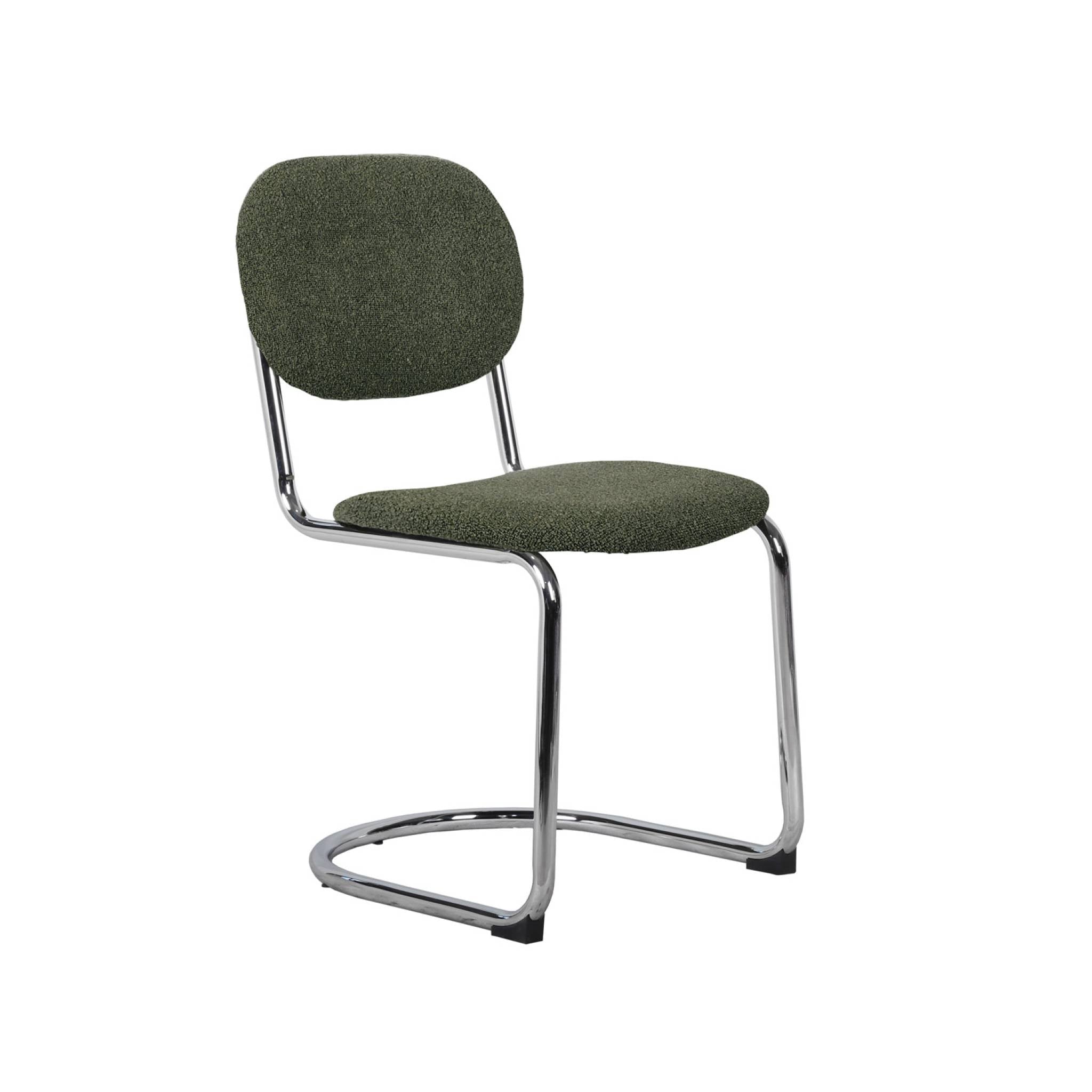 Set 2 sedie arrotondate in metallo, bouclé testurizzato e gambe