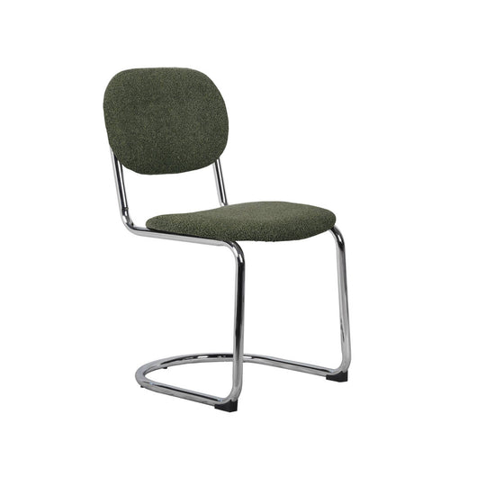 Set 2 sedie arrotondate in metallo, bouclé testurizzato e gambe