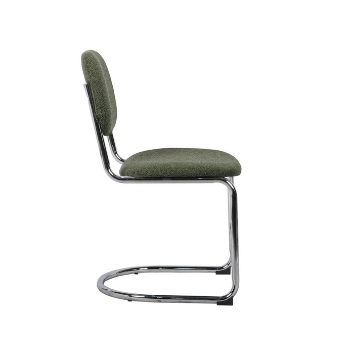 Set 2 sedie arrotondate in metallo, bouclé testurizzato e gambe